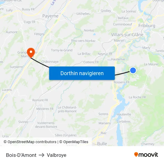 Bois-D’Amont to Valbroye map