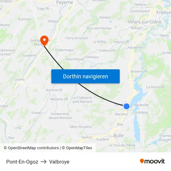 Pont-En-Ogoz to Valbroye map