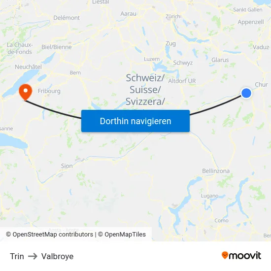 Trin to Valbroye map