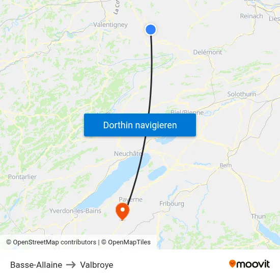 Basse-Allaine to Valbroye map