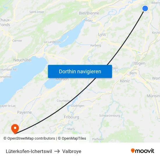 Lüterkofen-Ichertswil to Valbroye map