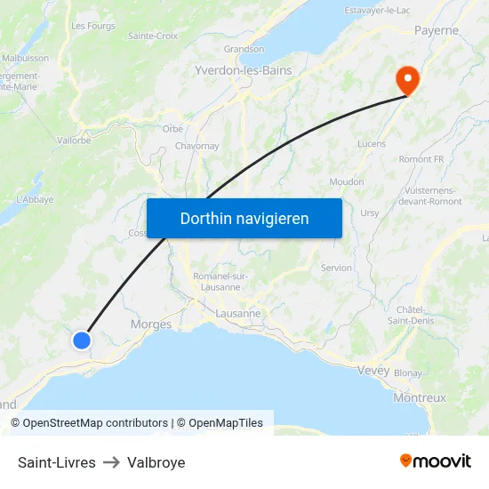 Saint-Livres to Valbroye map