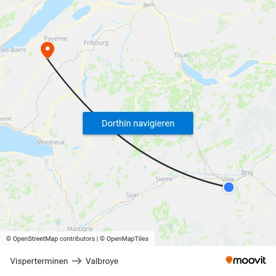 Visperterminen to Valbroye map