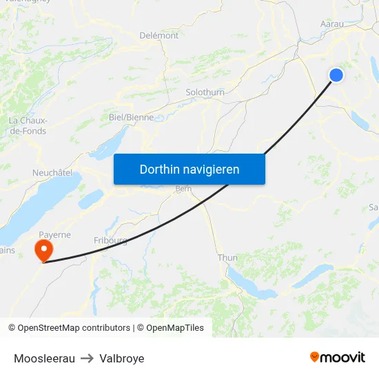 Moosleerau to Valbroye map