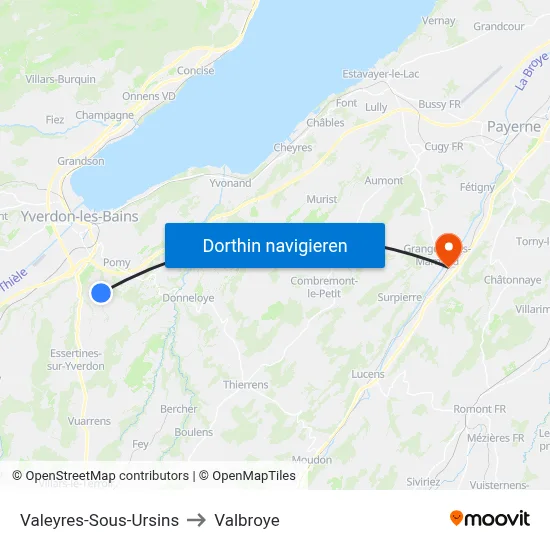 Valeyres-Sous-Ursins to Valbroye map