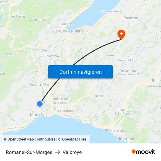 Romanel-Sur-Morges to Valbroye map