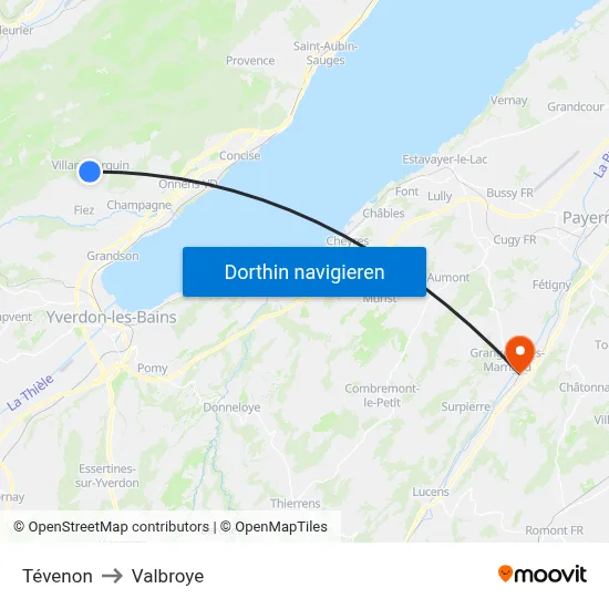Tévenon to Valbroye map