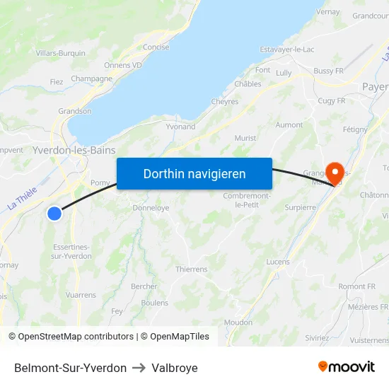 Belmont-Sur-Yverdon to Valbroye map