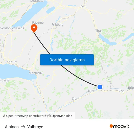 Albinen to Valbroye map