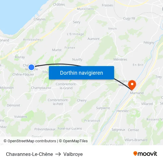 Chavannes-Le-Chêne to Valbroye map