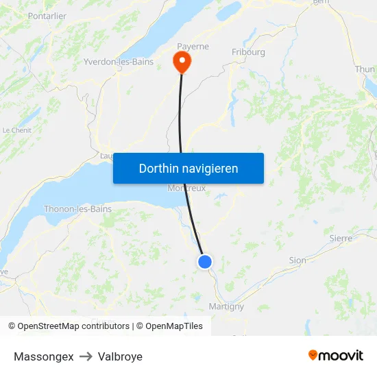 Massongex to Valbroye map