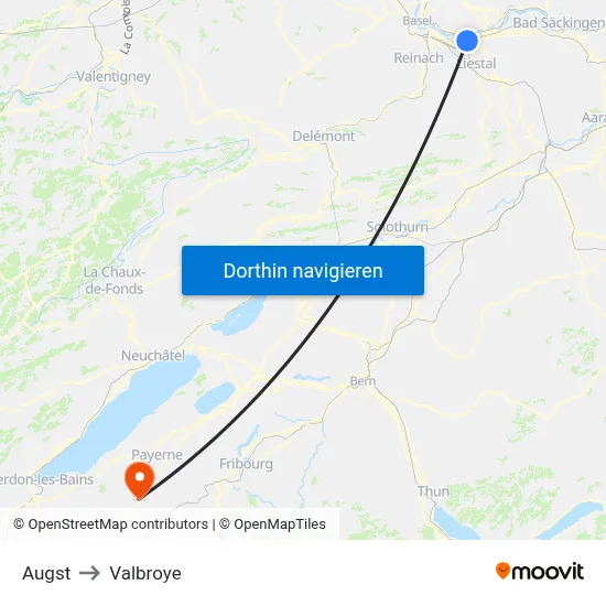 Augst to Valbroye map