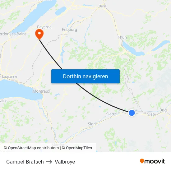 Gampel-Bratsch to Valbroye map