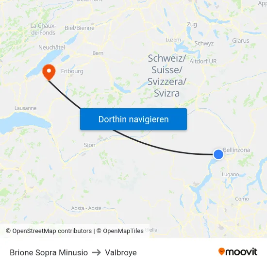 Brione Sopra Minusio to Valbroye map