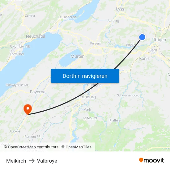 Meikirch to Valbroye map