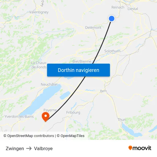 Zwingen to Valbroye map