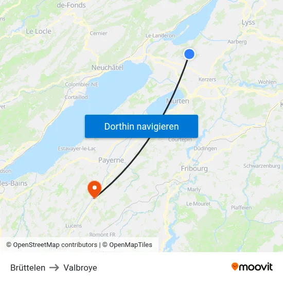 Brüttelen to Valbroye map