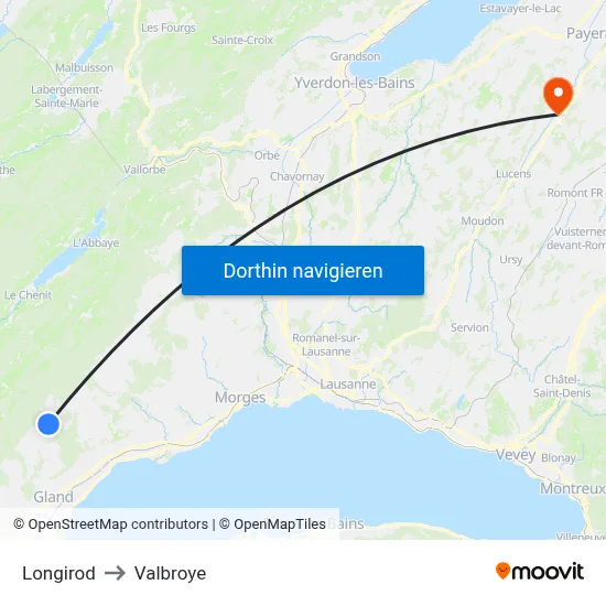 Longirod to Valbroye map
