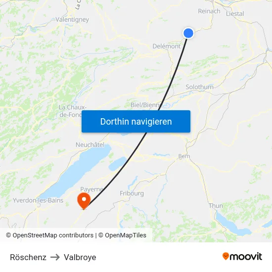 Röschenz to Valbroye map