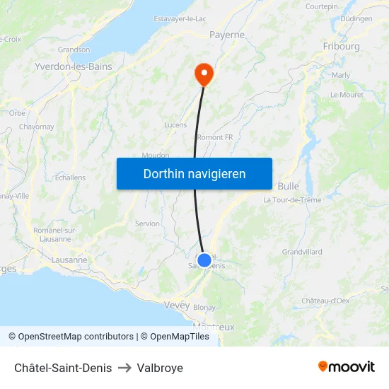 Châtel-Saint-Denis to Valbroye map