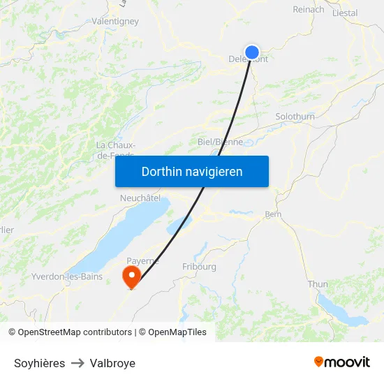 Soyhières to Valbroye map