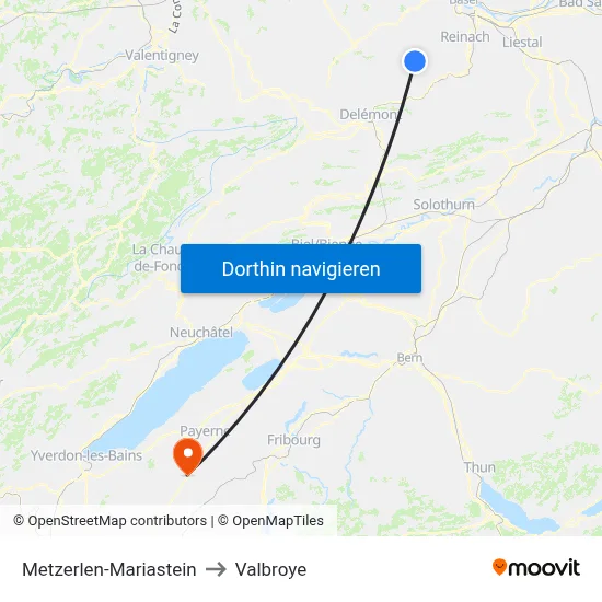 Metzerlen-Mariastein to Valbroye map