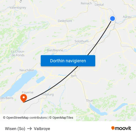 Wisen (So) to Valbroye map