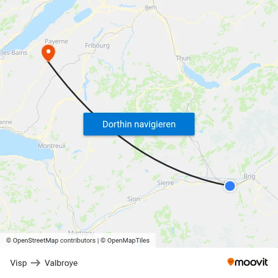 Visp to Valbroye map