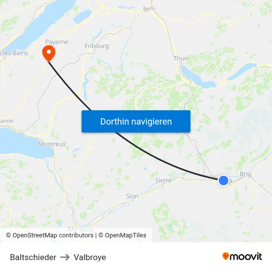 Baltschieder to Valbroye map