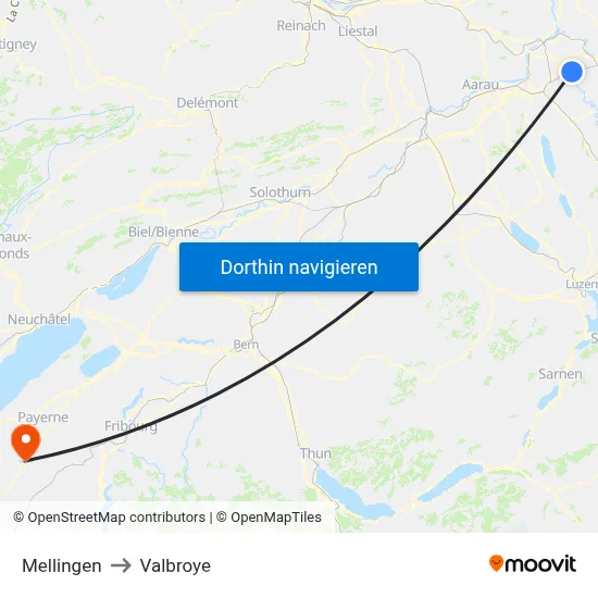 Mellingen to Valbroye map