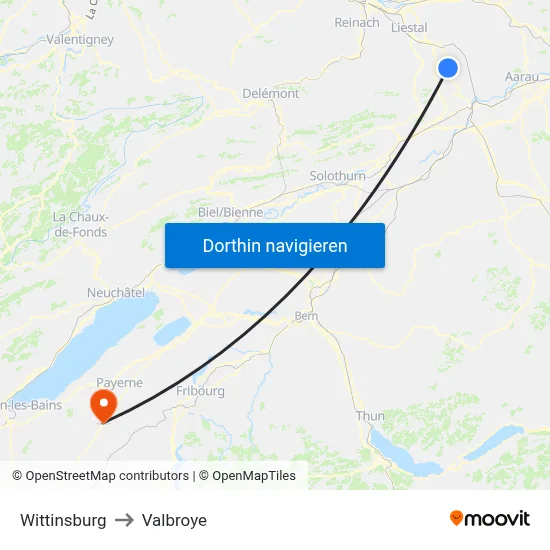 Wittinsburg to Valbroye map