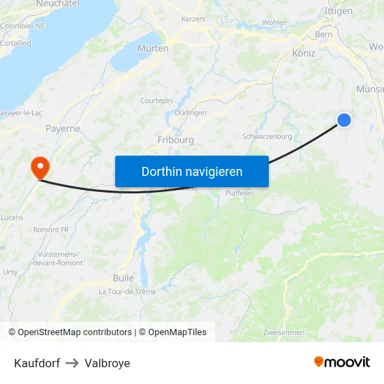 Kaufdorf to Valbroye map