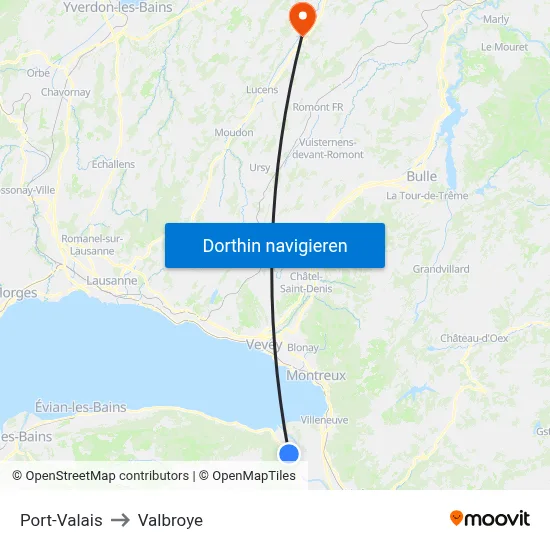 Port-Valais to Valbroye map