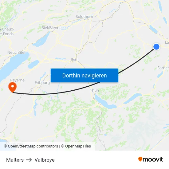 Malters to Valbroye map