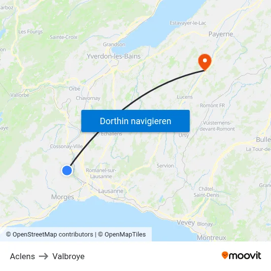 Aclens to Valbroye map
