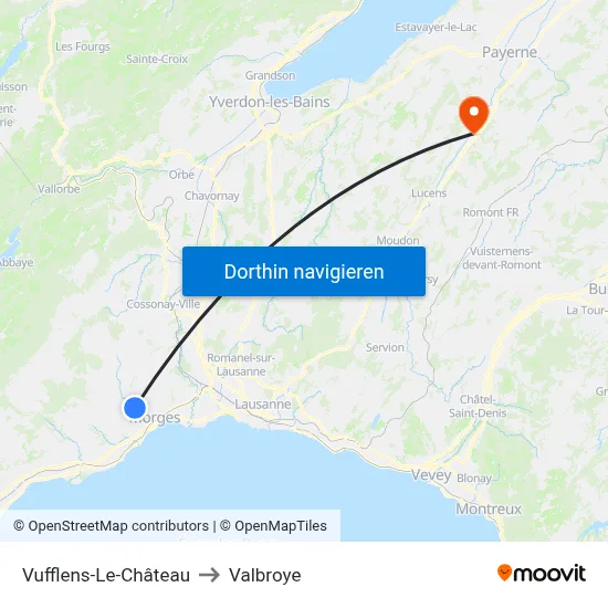Vufflens-Le-Château to Valbroye map