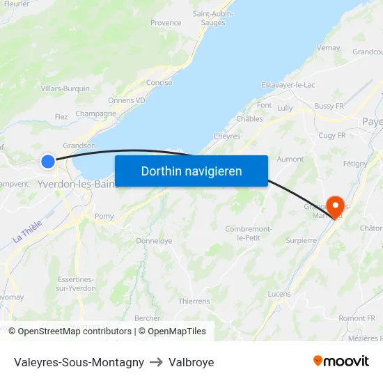 Valeyres-Sous-Montagny to Valbroye map