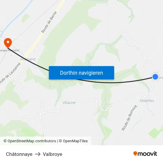 Châtonnaye to Valbroye map