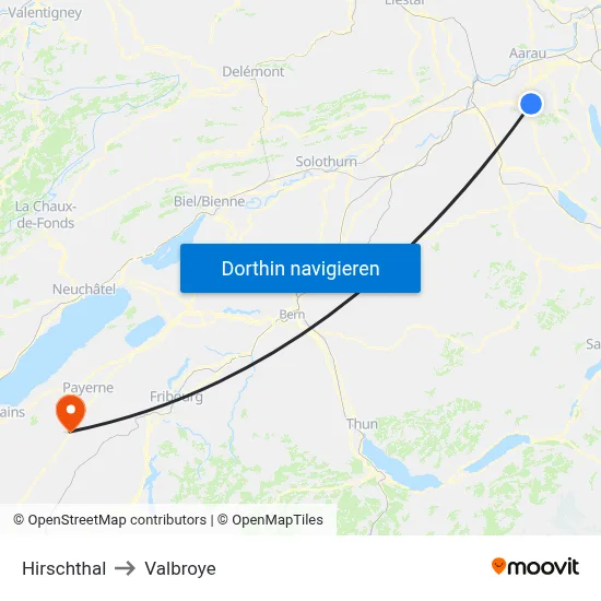 Hirschthal to Valbroye map