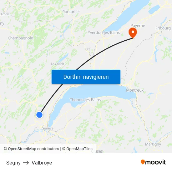 Ségny to Valbroye map