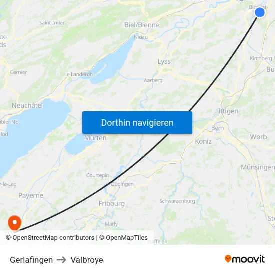 Gerlafingen to Valbroye map