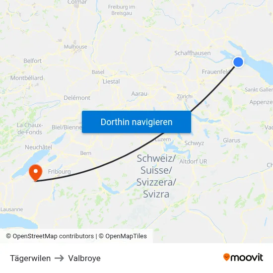Tägerwilen to Valbroye map