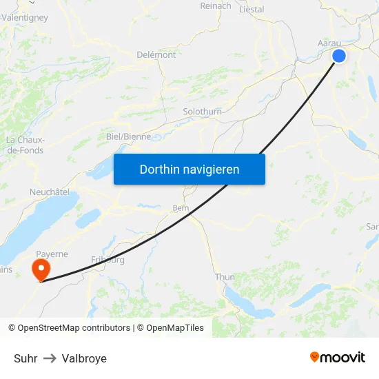 Suhr to Valbroye map