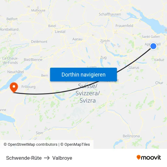 Schwende-Rüte to Valbroye map
