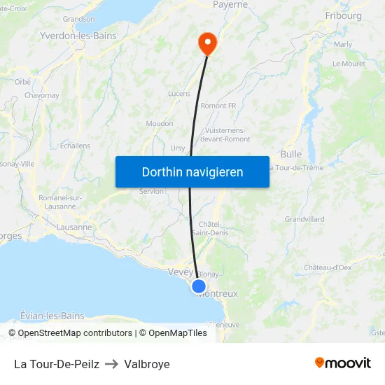 La Tour-De-Peilz to Valbroye map