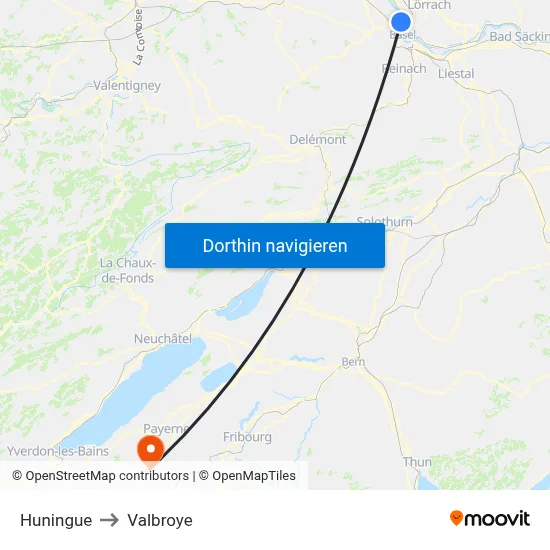Huningue to Valbroye map