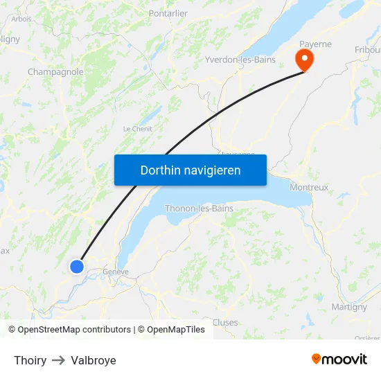 Thoiry to Valbroye map