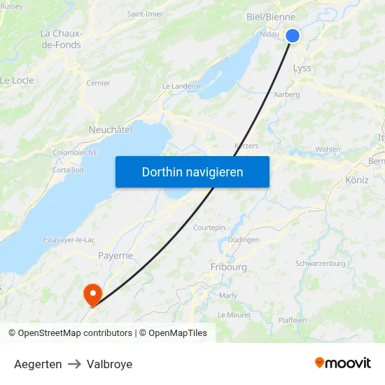 Aegerten to Valbroye map