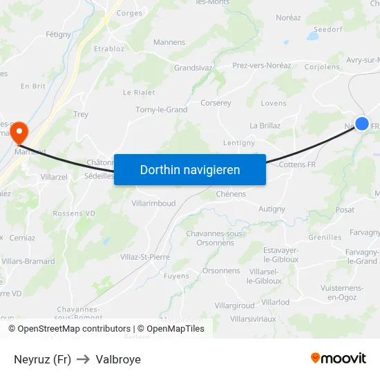 Neyruz (Fr) to Valbroye map