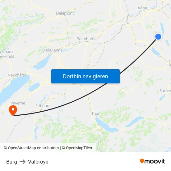 Burg to Valbroye map